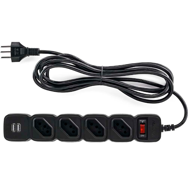Imagem de Protetor Eletrônico Intelbras Epe 204 Usb, Com 4 Tomadas E 2 Usb - 4824205